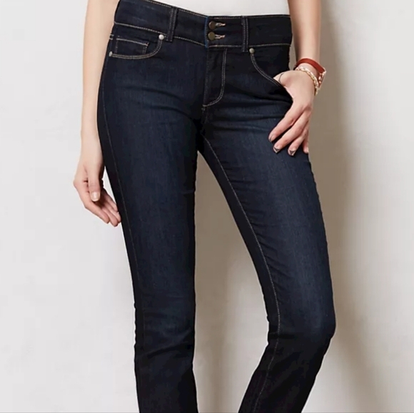 Anthropology x Paige Hidden Hills High Rise  Straight Rosalie Dark Wash Jeans 25 - Picture 2 of 9